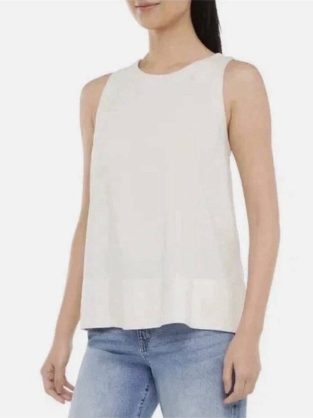 Banana Republic Cream Sleeveless Round Neck Tank